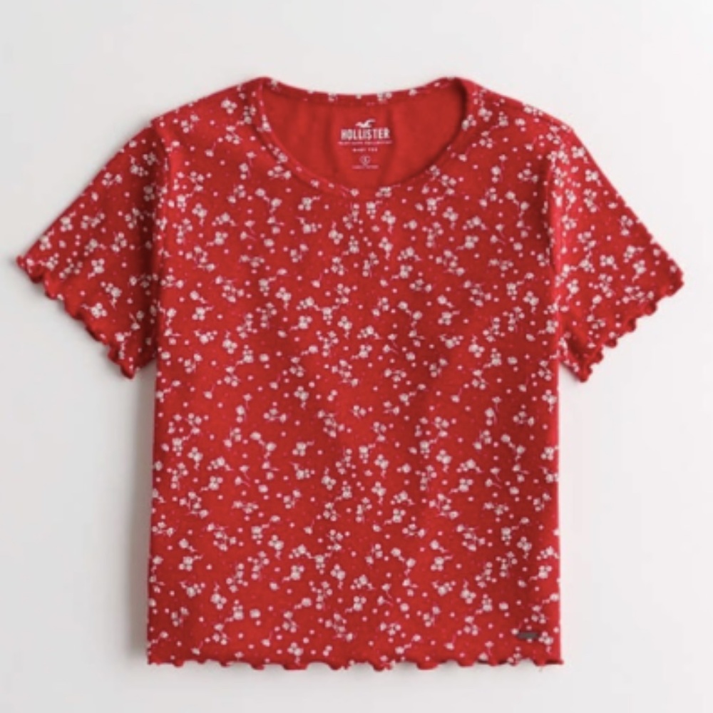 Hollister Red Floral Baby Tee